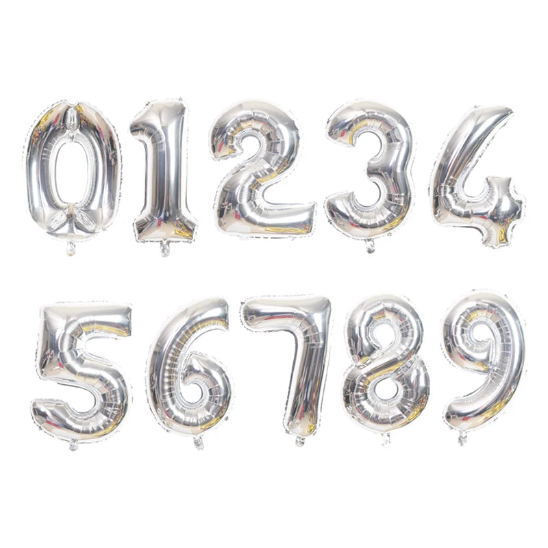 16/32/40inch Digital Foil Balloons Rose Gold Silver Gradient Number 0-9 Birthday Party Wedding Decoration Baby Shower Globos