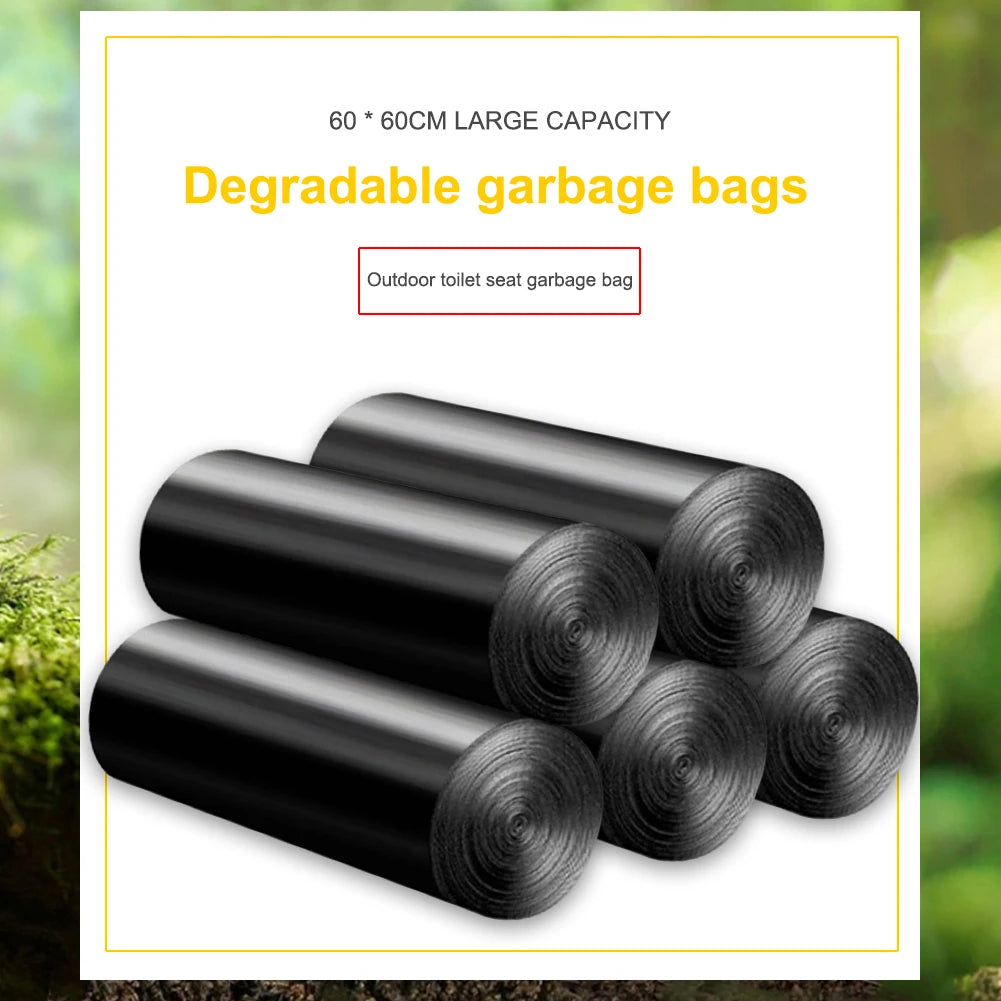 1 Roll 12pcs Outdoor Folding Toilet Garbage Bag Environmentally Friendly Biodegradable Garbage Bags Camping Travel Supplies