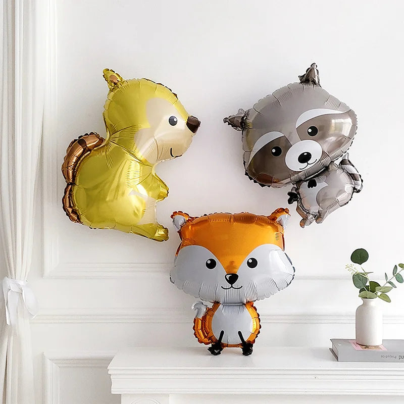 Cartoon Animal Rabbit Deer Foil Balloon Kids Gifts Birthday Party Jungle Animal Theme Decoration Squirrel Fox Bear Helium Globos