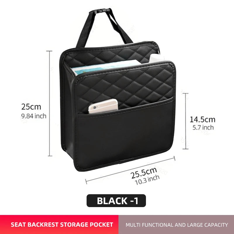 Multifunctional car seat storage bag Leather storage bag Garbage bag Storage bag Suitable for most car models