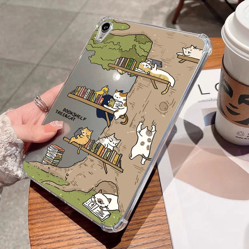 For Samsung Galaxy Tab S9 S8 S7 S10 Plus FE 12.4 inch Tab A8 10.5 SM A7 S6 Lite P610 10.4 A9 Case Leisure Cats Soft Tablet Cover