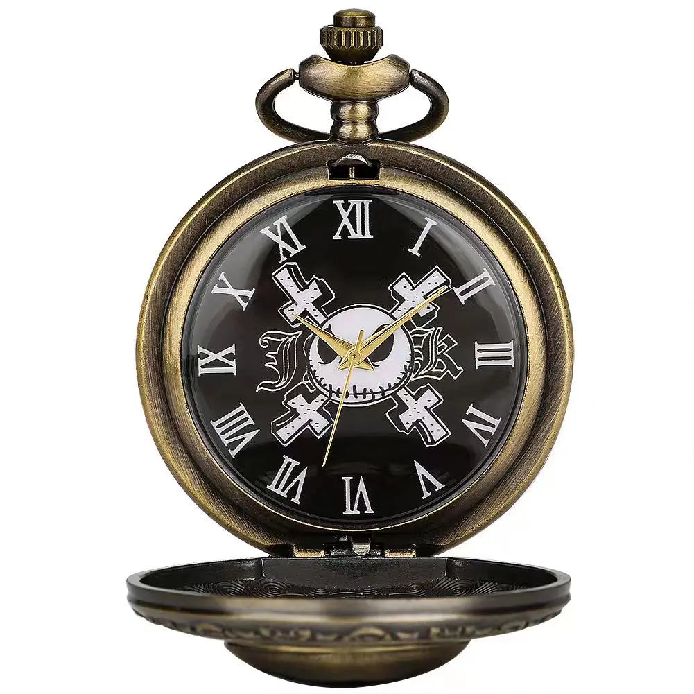 Ghost Face Funny Pocket Watch Blue Frog Big Pocket Watch Cartoon Animation Theme Elements Retro Flip Children's Student Pocket
