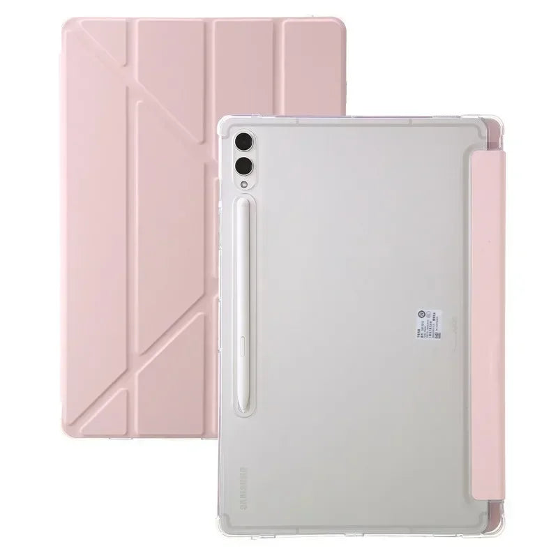 For Samsung Tab S9 Plus Case 12.4" Acrylic Clear Hard Back Stand Smart Cover For Galaxy Tab S9 FE S10 Plus Case With Pen Holder