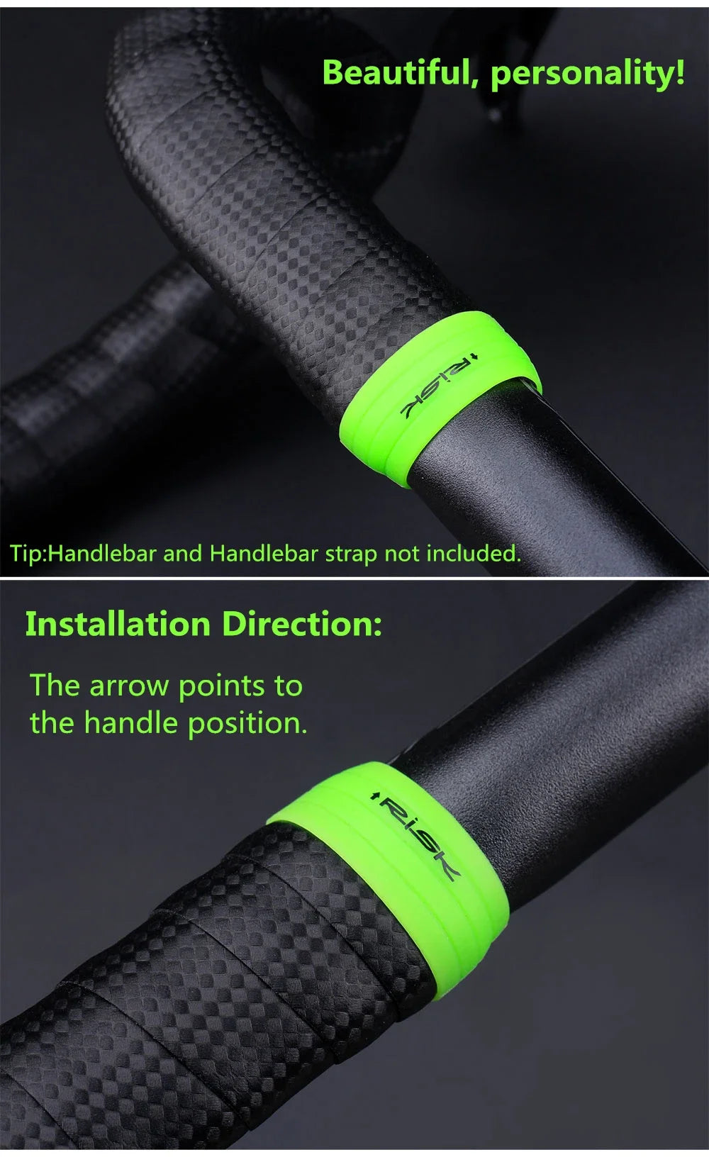 Risk 1 Pair Road Bike Handlebar Strap Fixed Ring, Silicone Non-Slip Bicycle Handlebar Tape Fixing Ring, Anti-Slip Rubber Sleeve