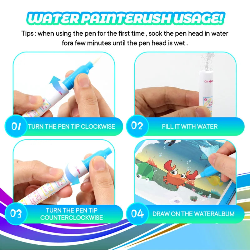 Montessori Toys Magic Water Drawing Book Kids Educational Games Paintings Children Coloring for Babies From 1 Year to 3 Toys