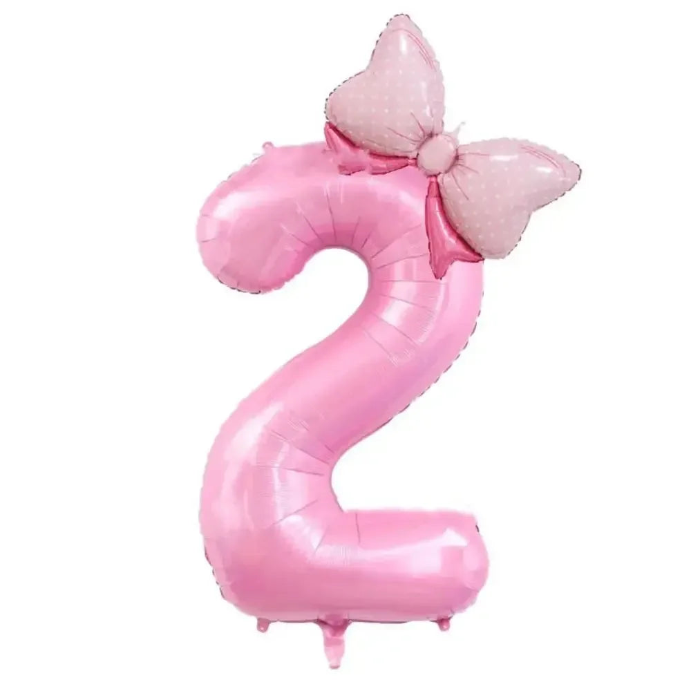 40 Inch Birthday Number Ballons New Girls Princess Birthday Pink Bownot Balloons Wedding Party Ballons Jumbo Number Balloon