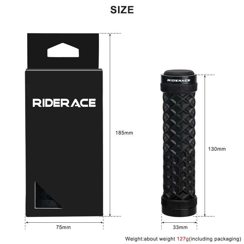 RIDERACE Bicycle Handlebar Grips Soft Rubber MTB Mountain Bike Lock on Handle Bar Cover Shockproof Anti-Slip Ergonomic Cycling
