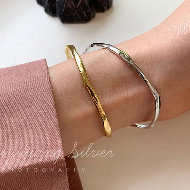 Titanium Steel Gold Plated Bangles Bracelet for Women Girls Gifts Trend Waterproof Jewelry Luxury Sparkling Zircon Open Bangle
