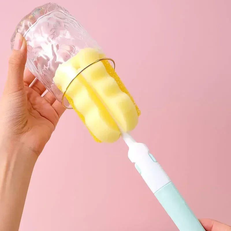 3pcs/lot Bottle Brush Sponge Rotation Baby Pacifier Cup Nipple Cleaning Brushes Set Handheld Soft Head Goupillon De Nettoyage