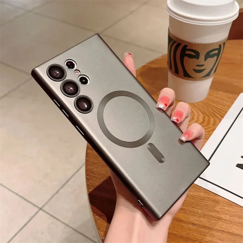 Luxury For MagSafe Magnetic Wireless Charging Case For Samsung Galaxy S24 S23 S22 S21 Ultra Fe Plus Lens Protective Back Cover