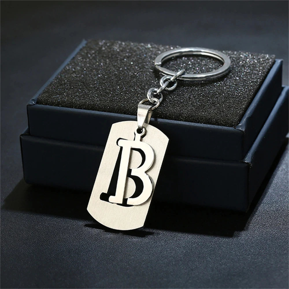 NEW DIY Stainless Steel A-Z Letters key Chain Charm 26 Letters KeyChain Men Women keychain Couple gift Jewelry Car Key Ring