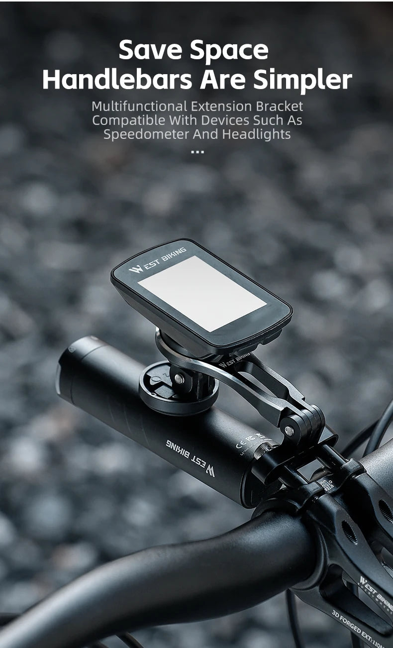 WEST BIKING Bike Bracket Front Light Lamp Holder Aluminum Alloy Extension Holder for Bicycle Computer Wahoo Bryton Garmin Bracke