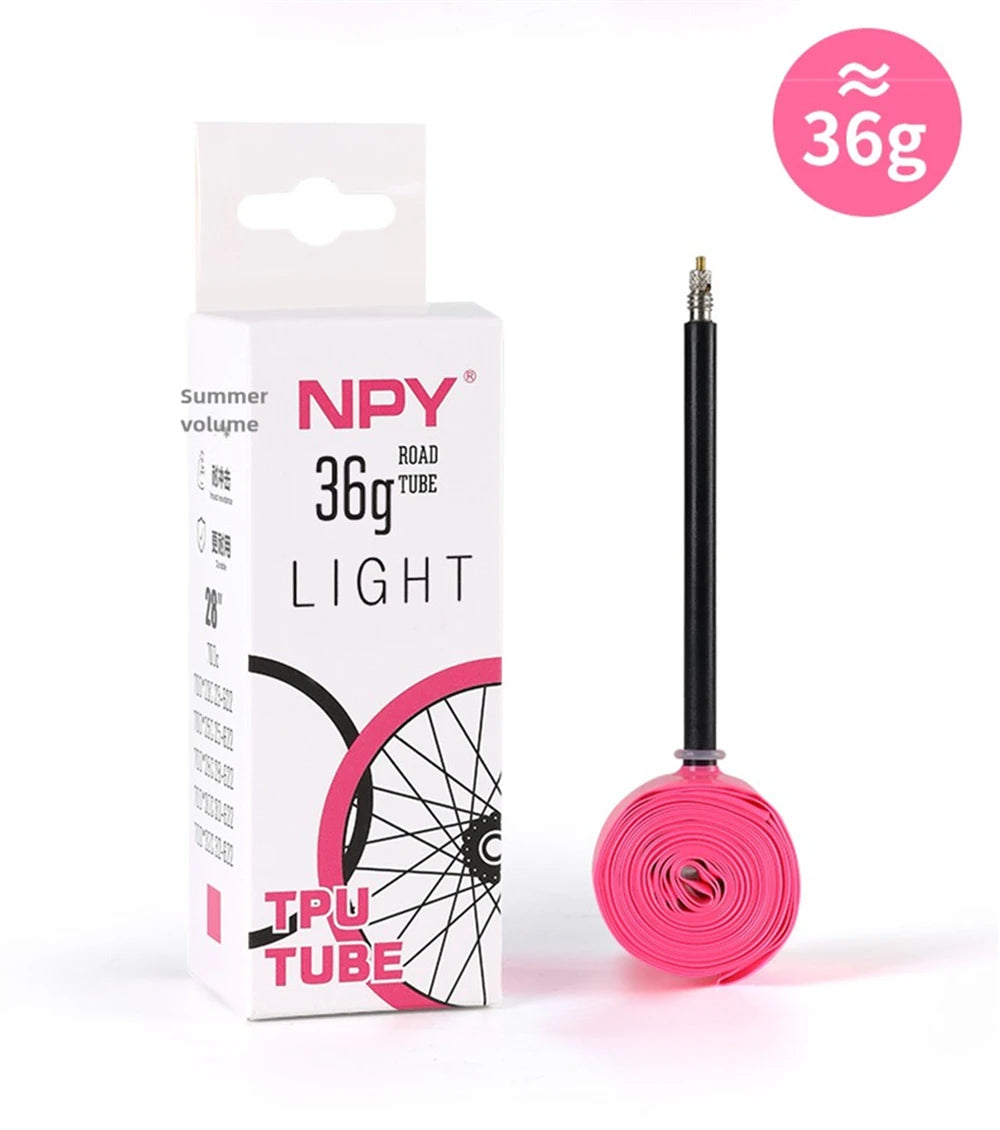 NPY 1Pcs Ultralight 28g Bike TPU Inner Tube 700X18 25 28 32 Road Bicycle TPU Material Tire 65mm Length French Valve
