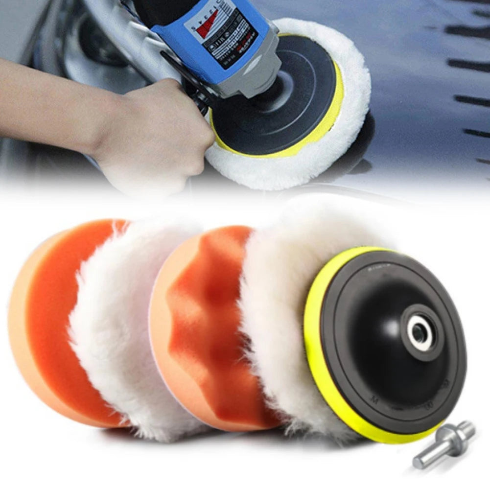 3/4/5 Inch Car Polisher Pads Kit Wool Buffing Waxing Clean Polish Reusable Buffer Drill Wheel Polisher for Auto Remove Scratches