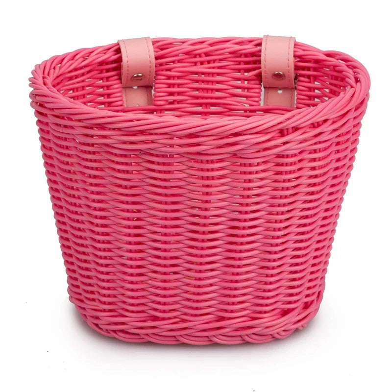 Front Handlebar Bicycle Basket Multifunction Traditional Bicycle Basket Waterproof Hand Woven Bike Basket for Kids Children Bike