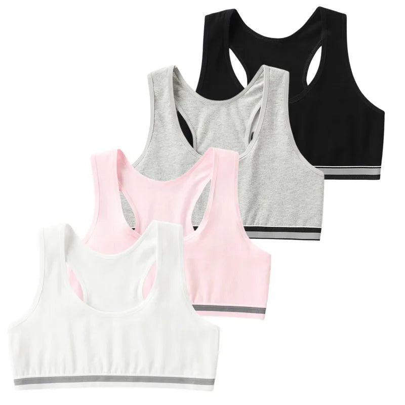 4 Pcs/Lot Teen Girl Sports Bra Kids Top Camisole Young Puberty Small Training Bra For 8-16 Years Girls Training Bra