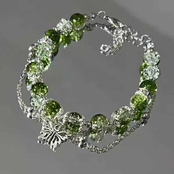 New Fashion Y2K Sweet Cherry Blossom Bracelet For Women Exquisite Elegant Flower Crystal Beaded Bracelet Girl Party Jewelry Gift