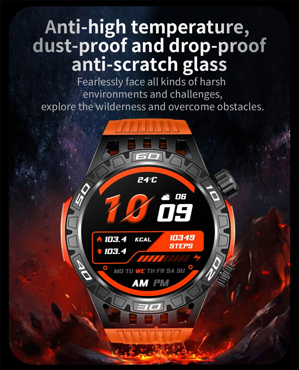 Outdoor Military Smart Watch Men's With LED lighting Bluetooth Call Smartwatch 3ATM IP68 Waterproof Compass Sports Fitness Watch