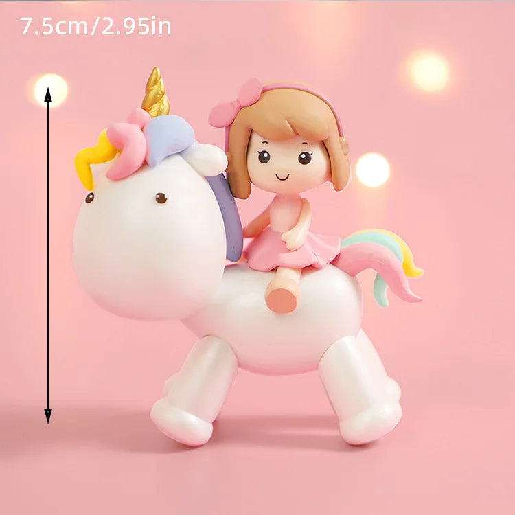 9 pcs unicorn rainbow cake topper unicorn with rainbow clouds stars Happy birthday cake decorations for girls one year old party