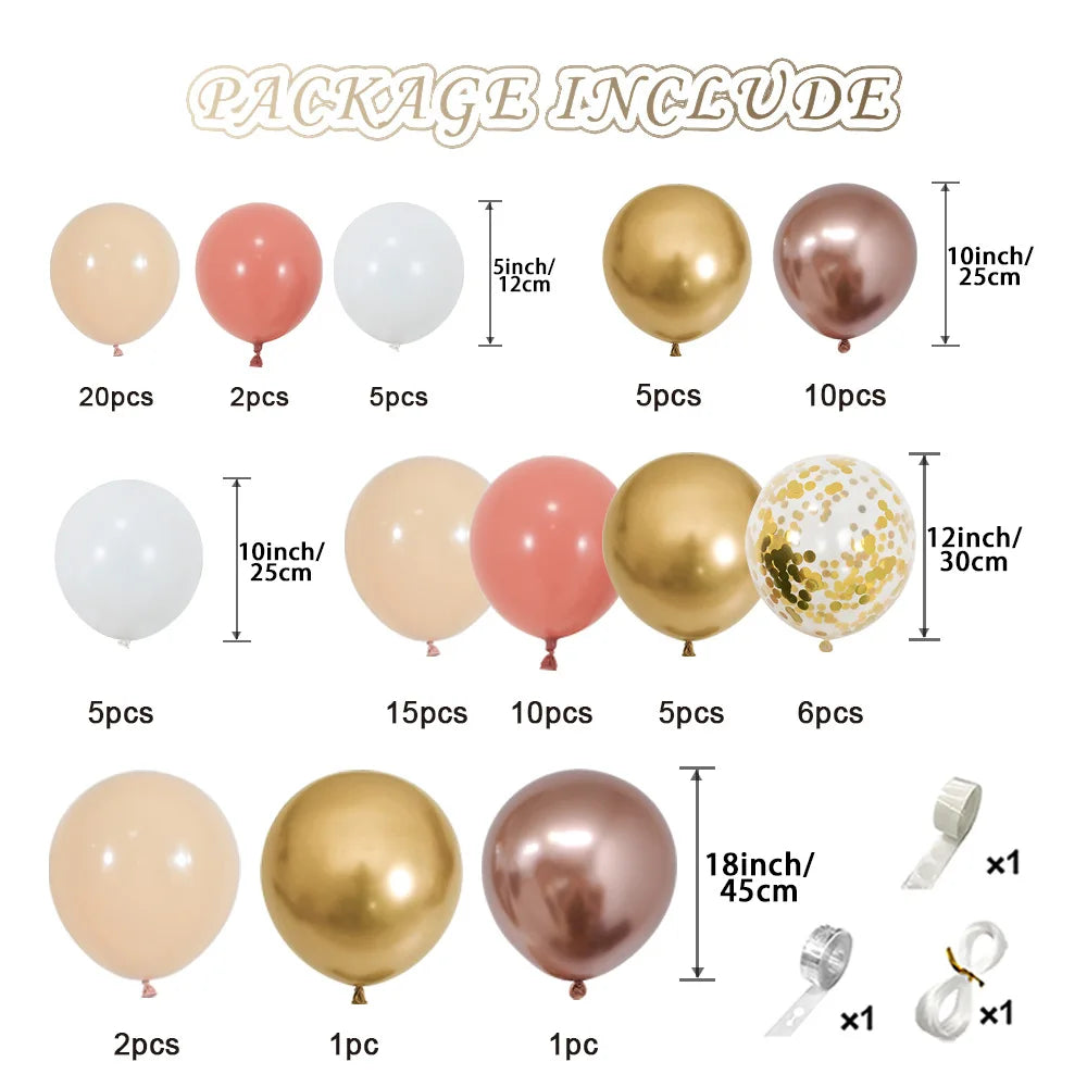 Retro Pink Gold Balloon Garland Arch Kit Wedding Birthday Ballon 1st Birthday Party Decoration Kids Baby Shower Latex Baloons