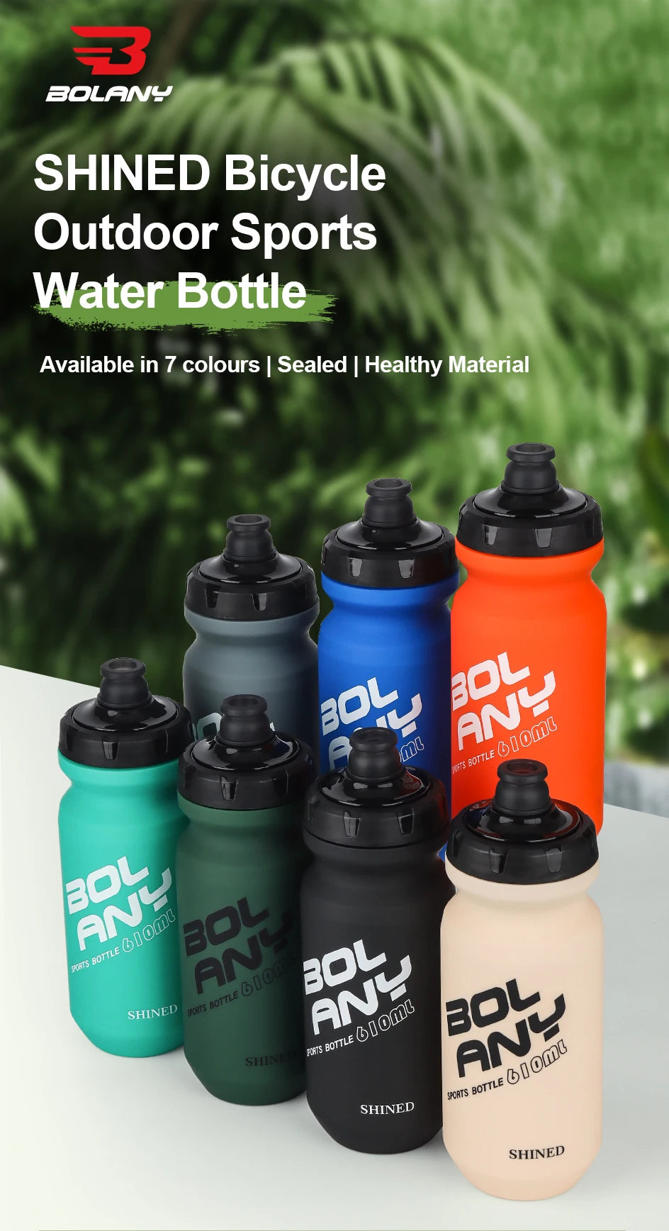 BOLANY 610ML PP Bicycle Water Bottle Squeeze Out Water Leak-Proof Cycling Outdoor Sports Water Bottle Fitness Plastic Water Cup