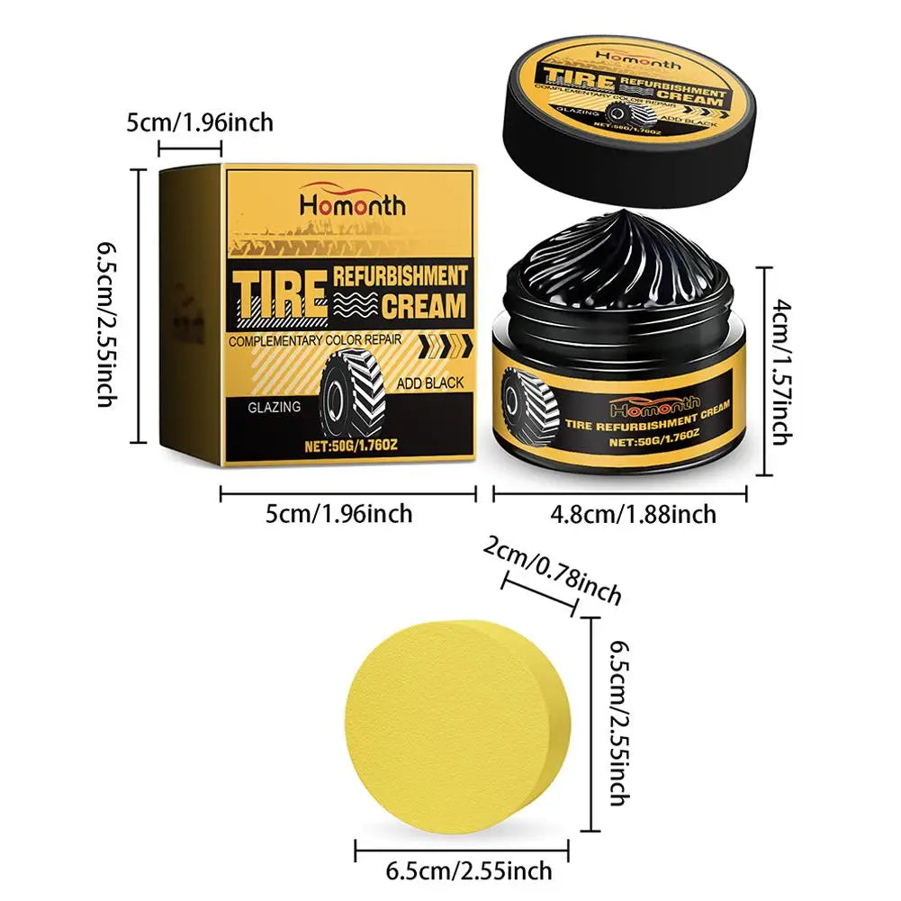 50g Tire Coating Wax Car Tire Retreading and Film Plating Cream Tire Shine Coating Wax Auto Rubber Parts Shiny Paste Anti-Aging