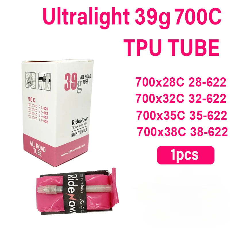 RideNow TPU MTB Bicycle Inner Tube 700Cx18C 23C 25C 28C 32C 35C 37C 38C 40C Gravel Ultralight Inner 26 /27.5 /29 Inch Bike Tire