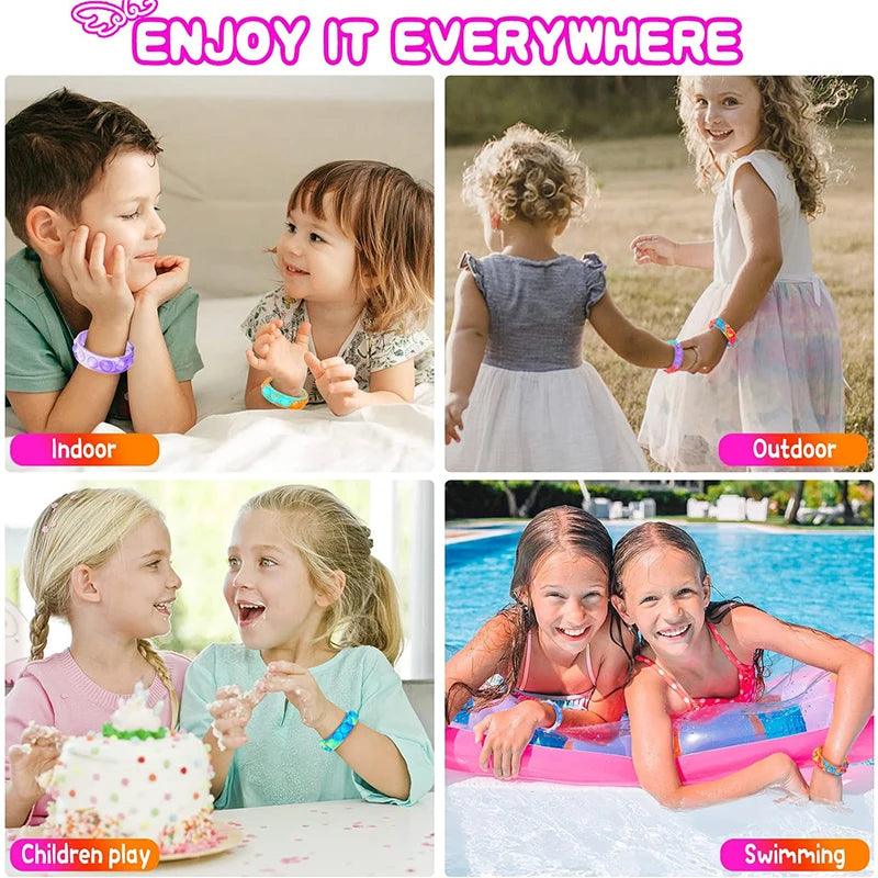 24/48/72Pcs Pop Bracelet Fidget Toy Kids Birthday Party Favors Goodie Bag Filler Sensory Stress Relief Christmas Gift Supplies