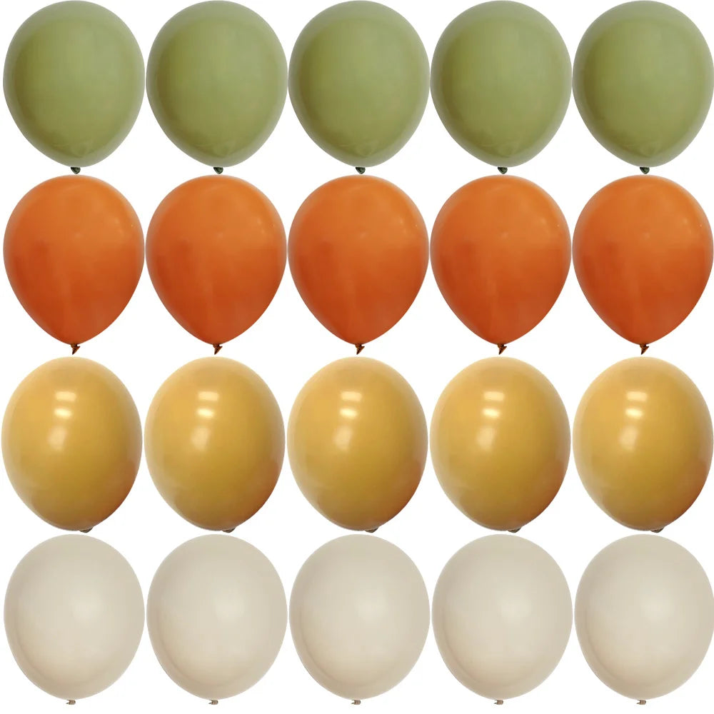 15/20PCS 10inch Vintage Balloons Retro Khaki Green Balloon Set for Wedding Anniversary Happy Birthday Party Decoration Supplies