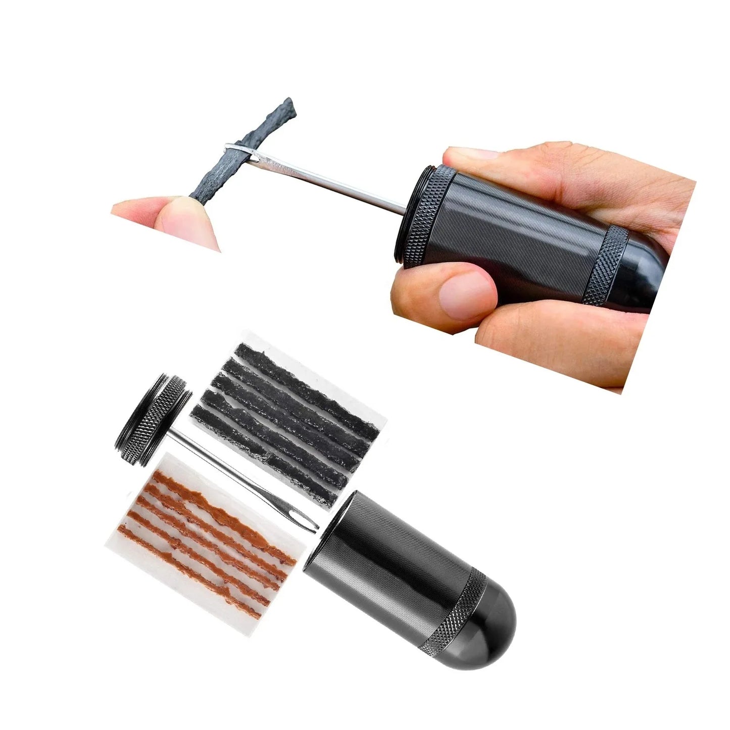 Tubeless Bike Tire Repair Tool Kit for MTB Road Bicycle Tyres Plug Insertion Tool for Fixing a Puncture or Flat Rubber Strip
