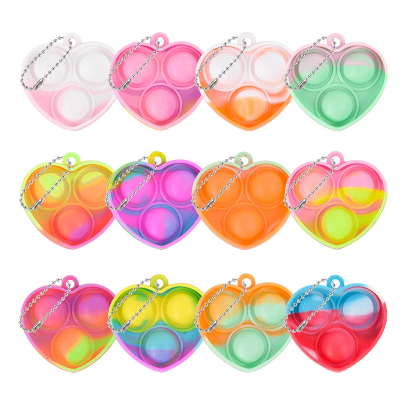 12/24pcs Mini Pop Keychain Toddler Sensory Fidget Toys Bulk Classroom Prizes Kids Birthday Party Favors Wedding Gift for Guests