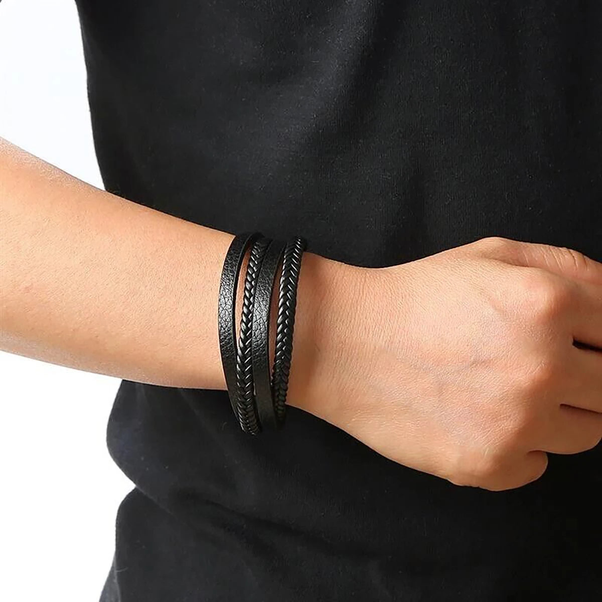 1pc Brown Four -layer PU Leather Bracelet, Men's Bracelet, Showing Men's Charm