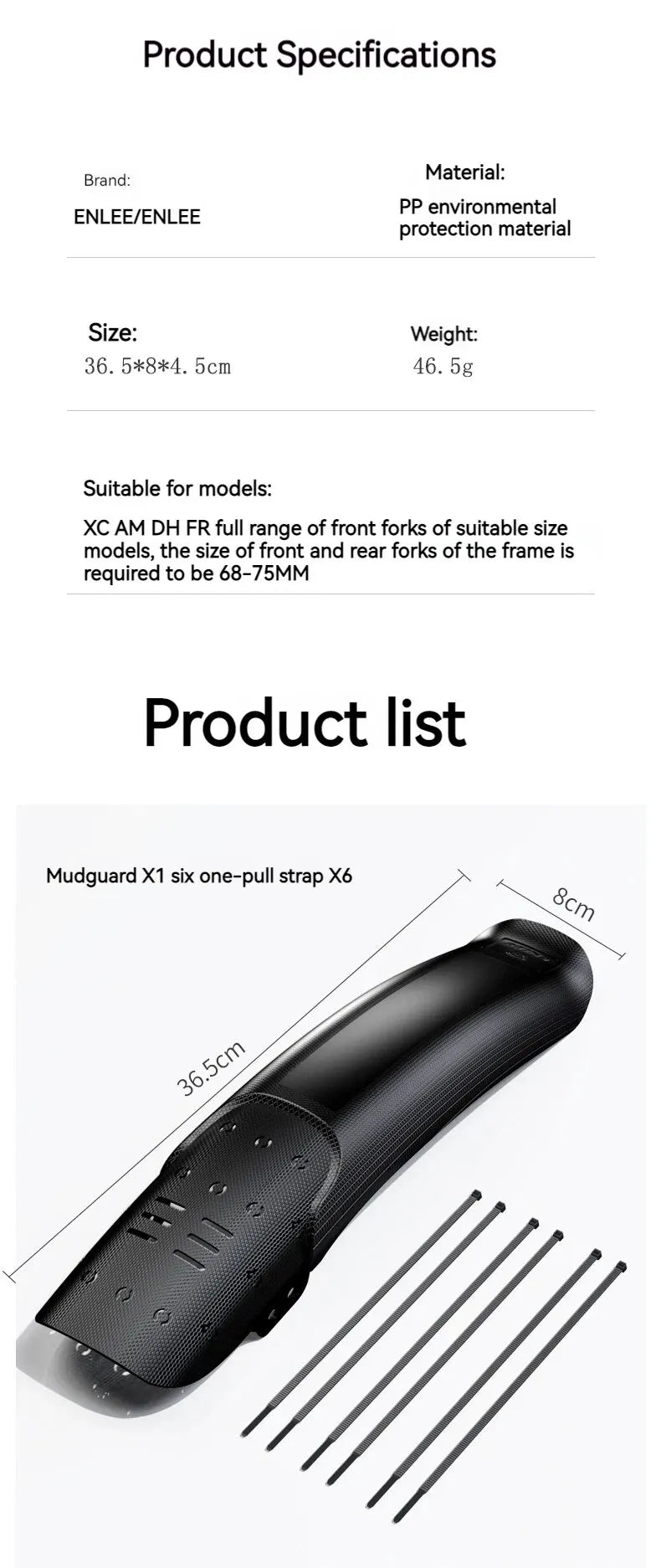 ENLEE Bike Mud Guard Bicycle Hard Shell Fenders Carbon Fiber Front/Rear Wheel Universal Mudguard MTB Bike Wings Mud Flaps Fender
