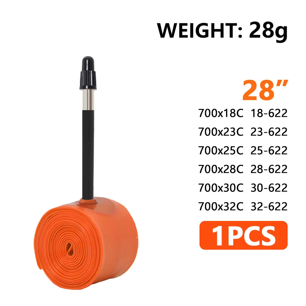 ThinkRider 28g Ultralight Bike Inner Tube 700 x 18 25 28 Road Bicycle TPU Tire 45/65/85mm Length French Valve Super Light Tube