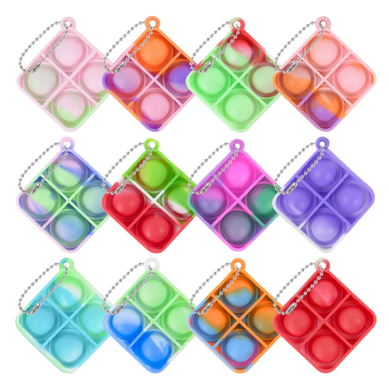 12/24pcs Mini Pop Keychain Toddler Sensory Fidget Toys Bulk Classroom Prizes Kids Birthday Party Favors Wedding Gift for Guests