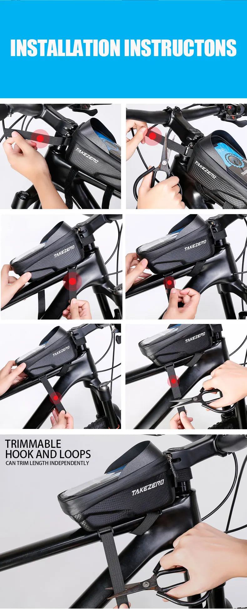 TAKEZERO A2 Mountain Bicycle Bag - Hard Shell EVA Front Bar Bag for Road Bikes, Mobile Phone Handlebar Bag - Cycling Equipment