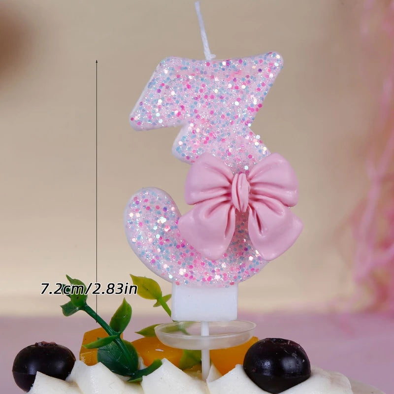 1st Birthday Candle Cake Topper Colours Creative Number 1 Candle Cute Pink Butterfly Digital Candle Birthday Wedding Party Decor