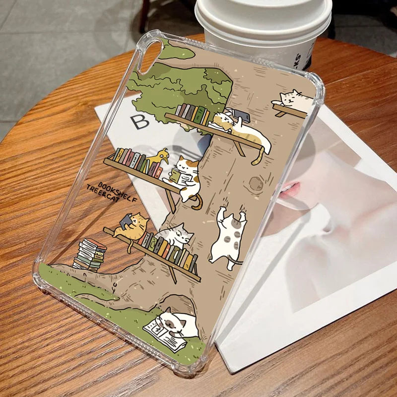 For Samsung Galaxy Tab S9 S8 S7 S10 Plus FE 12.4 inch Tab A8 10.5 SM A7 S6 Lite P610 10.4 A9 Case Leisure Cats Soft Tablet Cover
