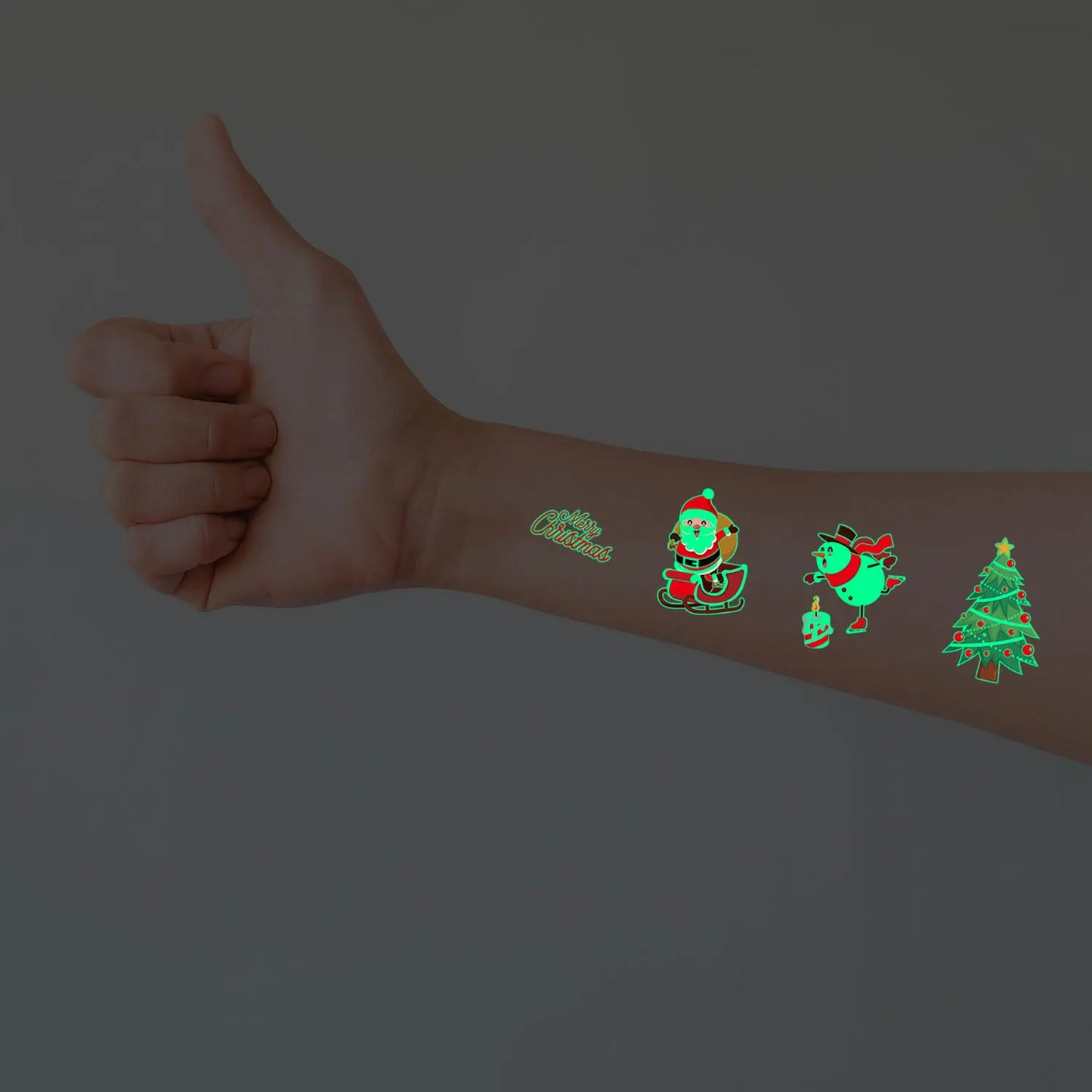 10 Sheets Christmas Luminous Tattoo Stickers,Cartoon Snowman Christmas Patterns,Glow In The Dark Waterproof Temporary Tattoos