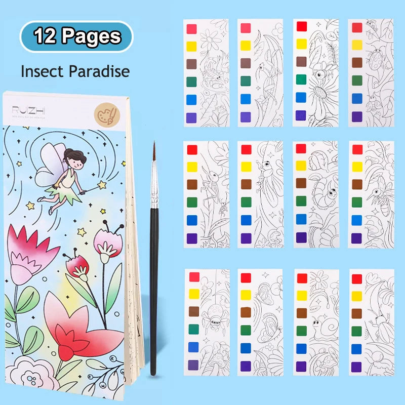 Coloring Books Portable Watercolor Painting Book Graffiti Picture Books Painting Drawing Toys For Children Gift