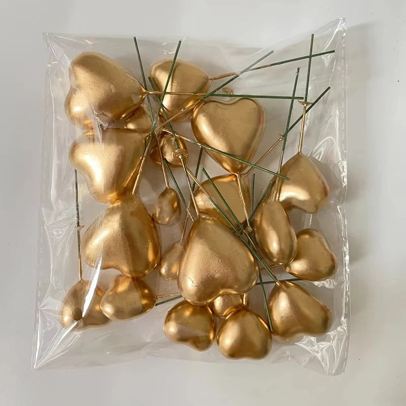 20Pcs Cake Topper Gold Silver Ball Happy Birthday Cake Topper DIY Cupcake Flag Wedding Christmas Ball Decor Birthday Decoration