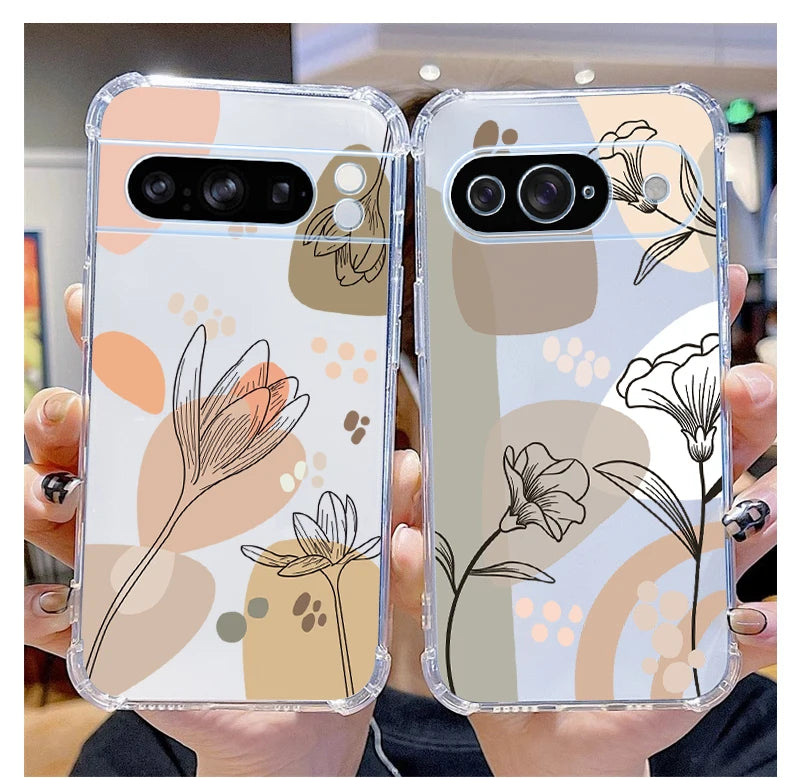 P ixel 8 Pro Plant Flower Transparent Phone Case For Google Pixel 8Pro 7A 8A 6 8 9 6Pro 9ProXL 7Pro 6A 7 9Pro Cover