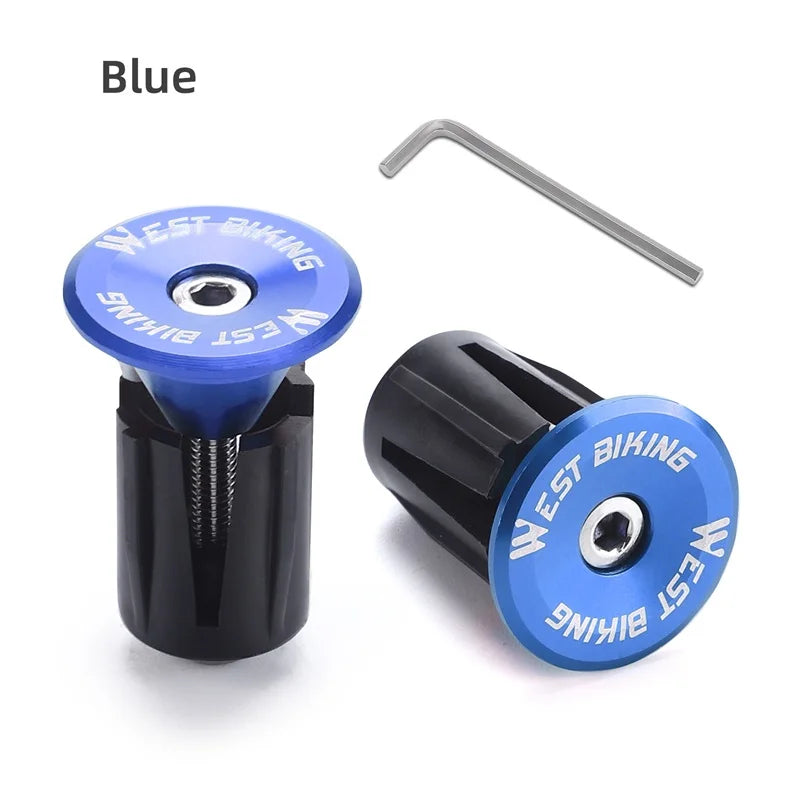 WEST BIKING MTB Road Bike Handlebar End Plugs Aluminum Alloy Handle Bar End Cap BMX Bike Grip Multi-color Cover Bicycle Accessor