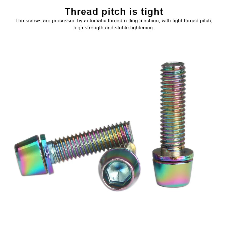 6pcs/set Bicycle Handlebar Screws Titanium-plated Colorful Stainless Steel M5*18MM MTB Bike Handle bar Stem Riser Screw In Bolts