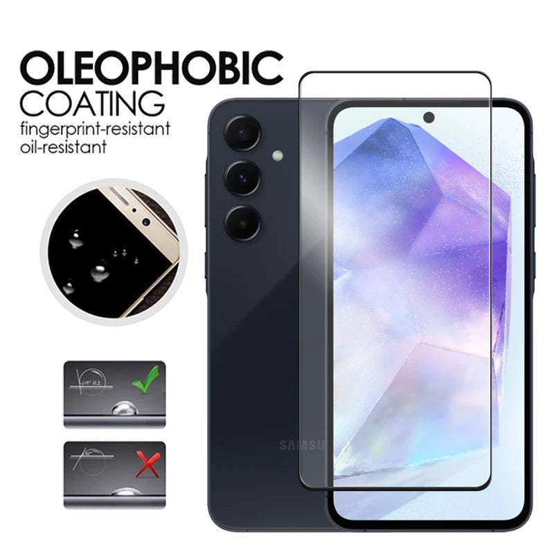 For Samsung Galaxy A55 5G Glass For Samsung A05s A05 A15 A25 A35 A55 Tempered Glass 2.5D Full Cover Glue Screen Protector Film