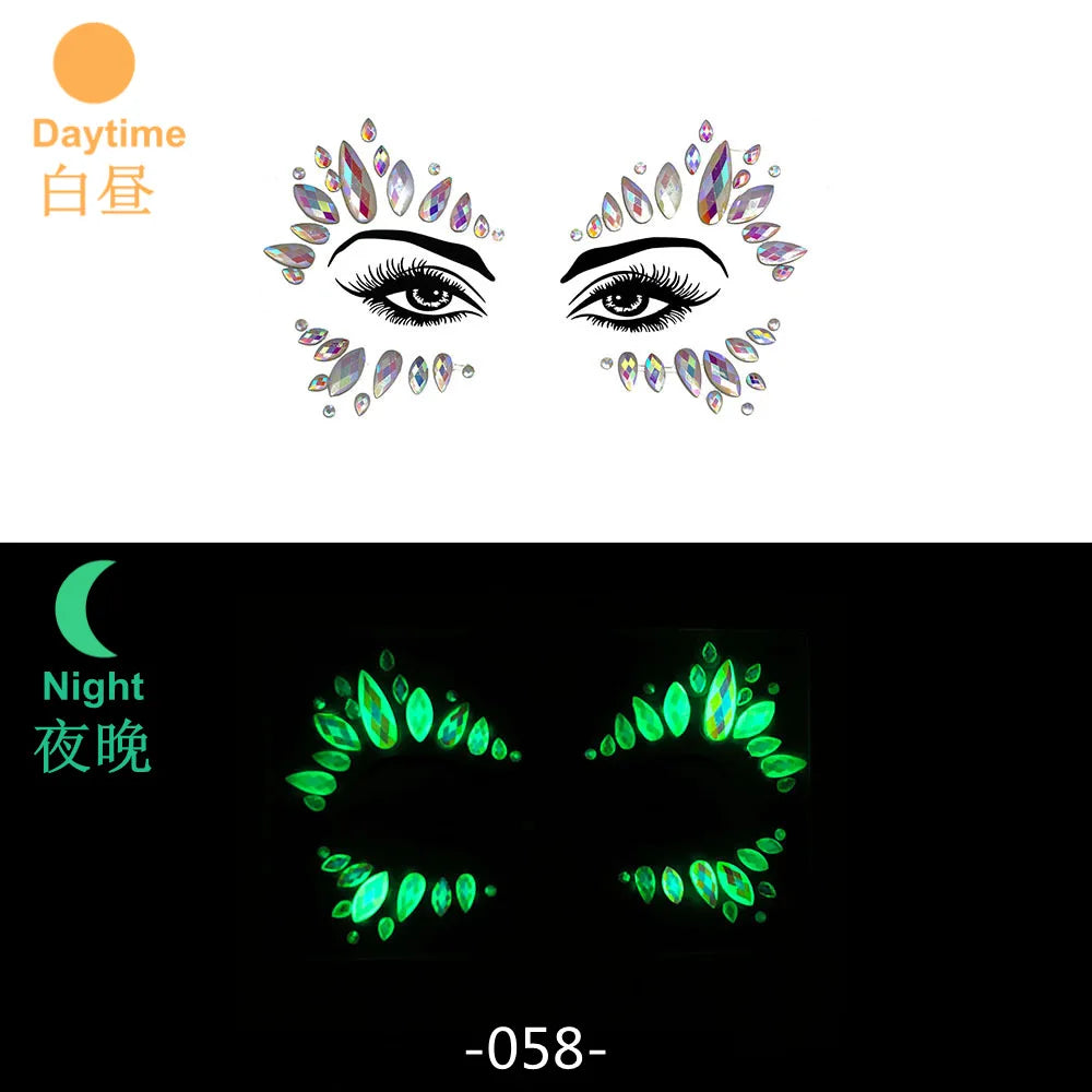 3D Rhinestone Bright Face stickers for festival Glitter Makeup Jewelry Sticker on Face crystals Gems jewels diamonds decoration