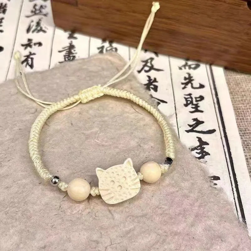 1/2PCS Tassels Big Eye Cat Bracelets for Women Men Sweet Cool Skull Ceramic Beaded Bracelet Aesthetic Party Jewelry Accessories