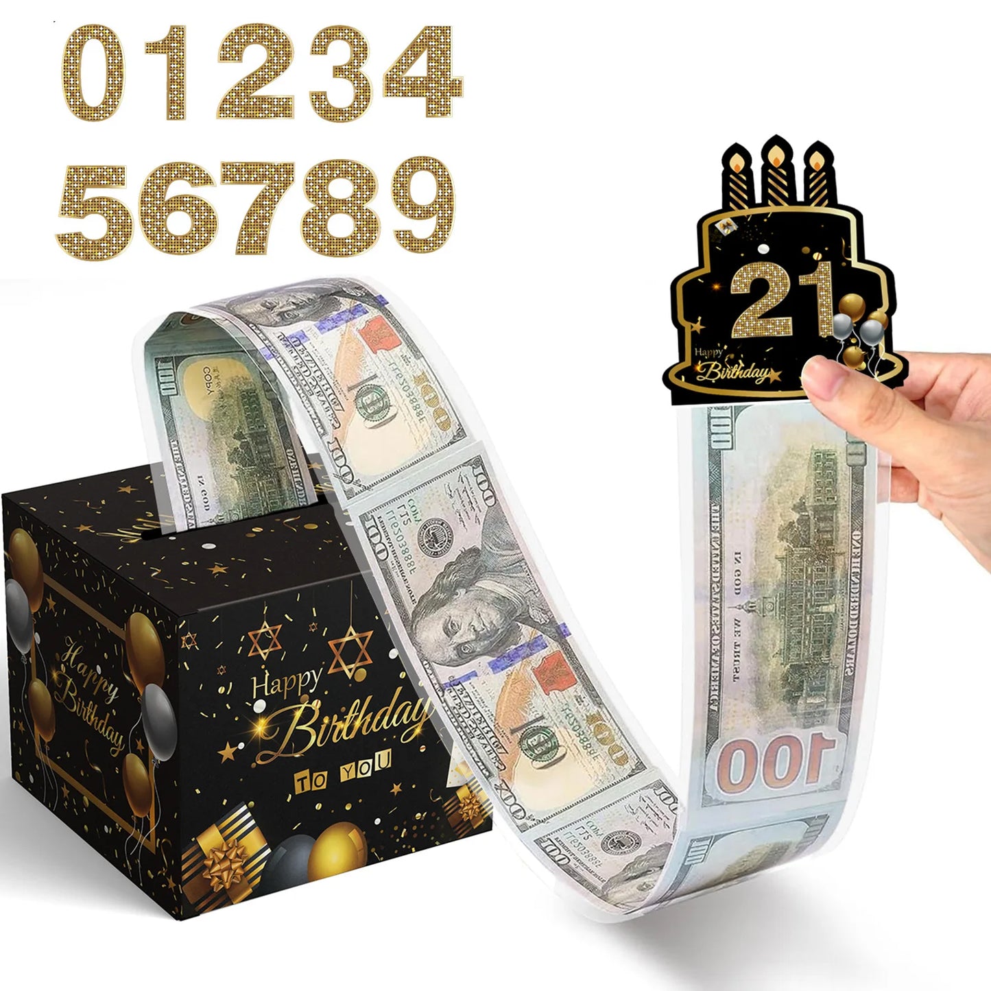 1pcs Birthday Cash Gift Box with Cake Card Funny Pumping Money Box Creative Birthday Gifts for Men Women 