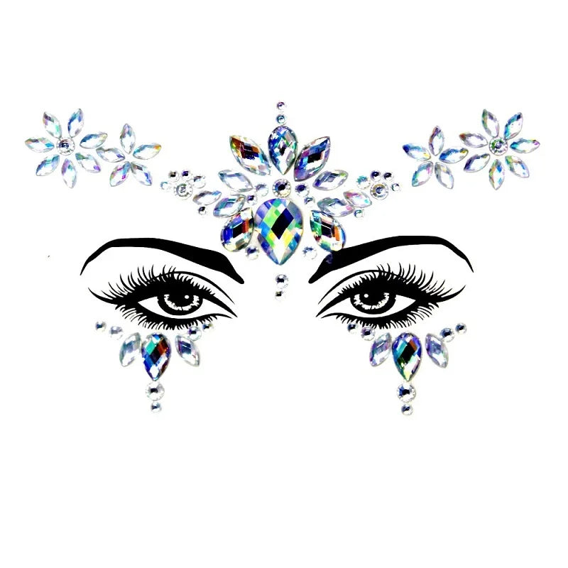 3D Rhinestone Bright Face stickers for festival Glitter Makeup Jewelry Sticker on Face crystals Gems jewels diamonds decoration