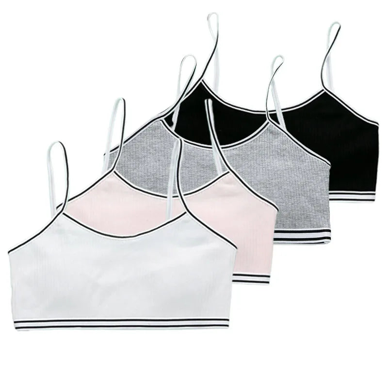 4 Pcs/Lot Teen Girl Sports Bra Kids Top Camisole Young Puberty Small Training Bra For 8-16 Years Girls Training Bra